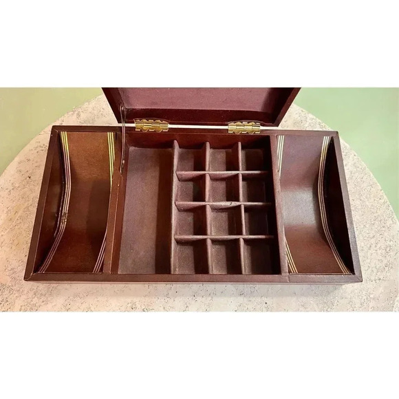 Brown Fantastic Vintage Condition Leather Like Fabric Jewelry Box - Picture 3 of 11